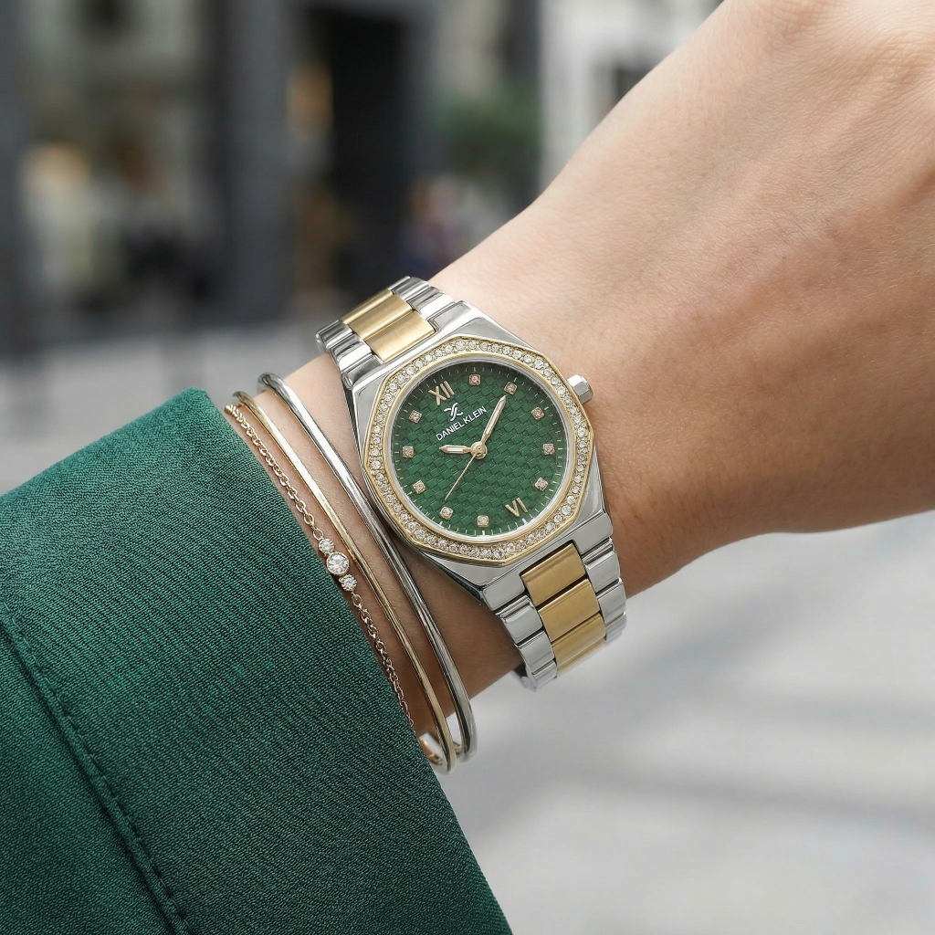 Daniel Klein Premium Silver and Gold Stainless Steel Watch for Women DK.1.14099-5