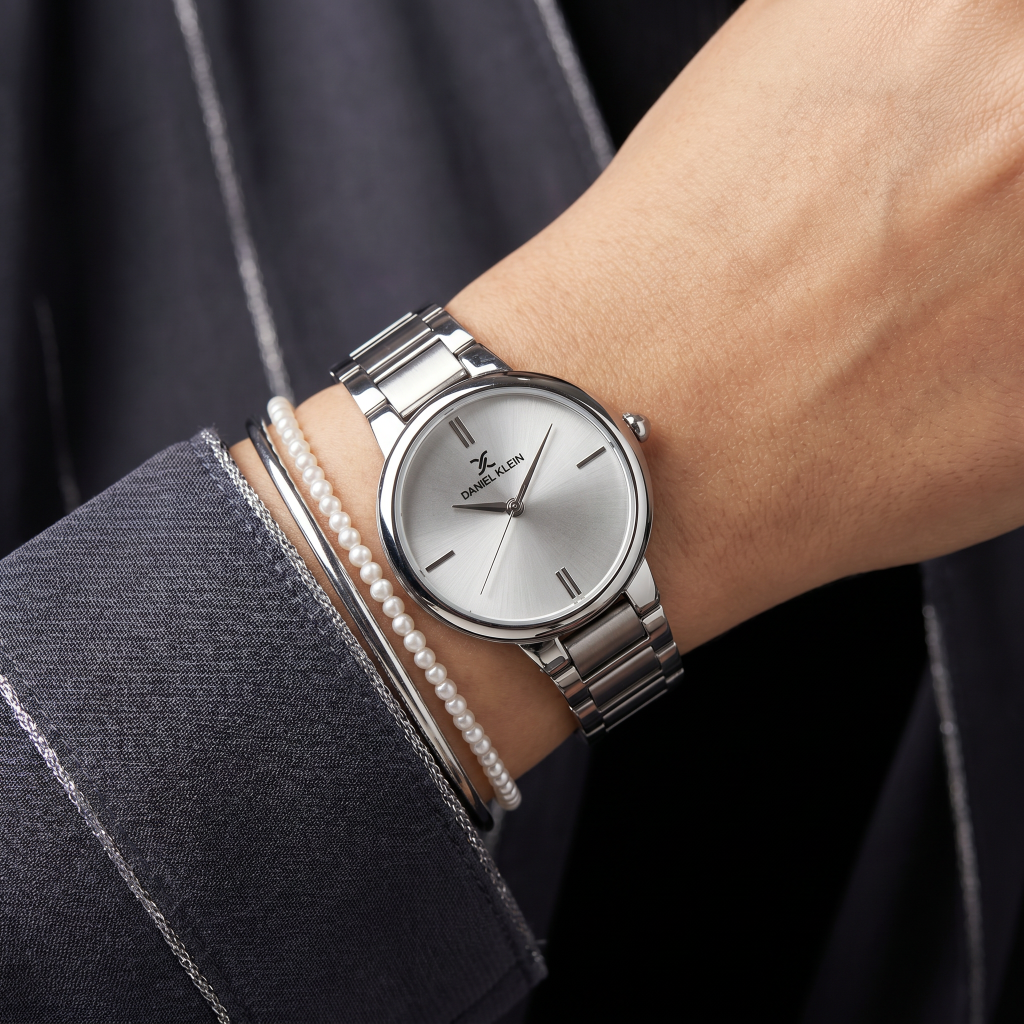 Daniel Klein Premium Silver Stainless Steel Watch for Women DK.1.14100-1