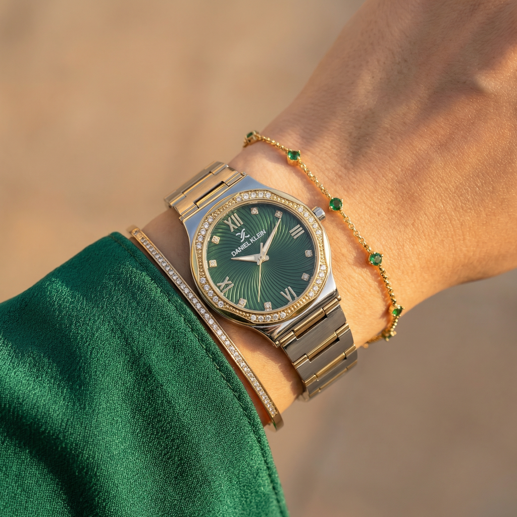 Daniel Klein Premium Silver and Gold Stainless Steel Watch for Women DK.1.14101-4