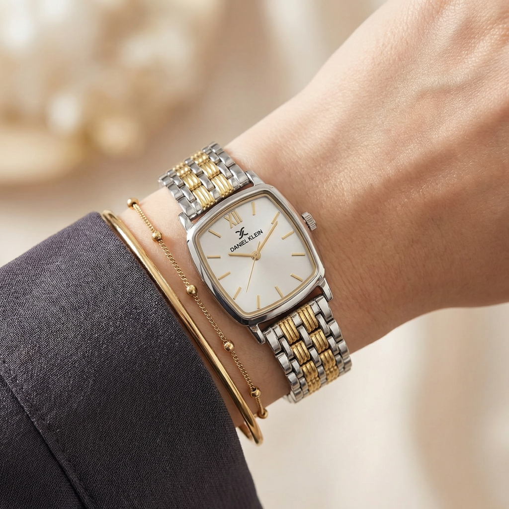 Daniel Klein Premium Silver and Gold Stainless Steel Watch for Women DK.1.14102-4
