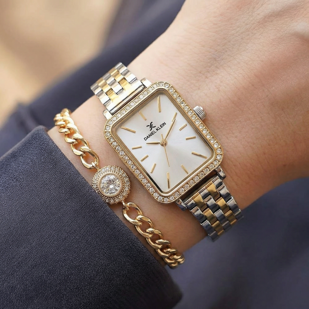 Daniel Klein Premium Silver and Gold Stainless Steel Watch for Women DK.1.14105-4