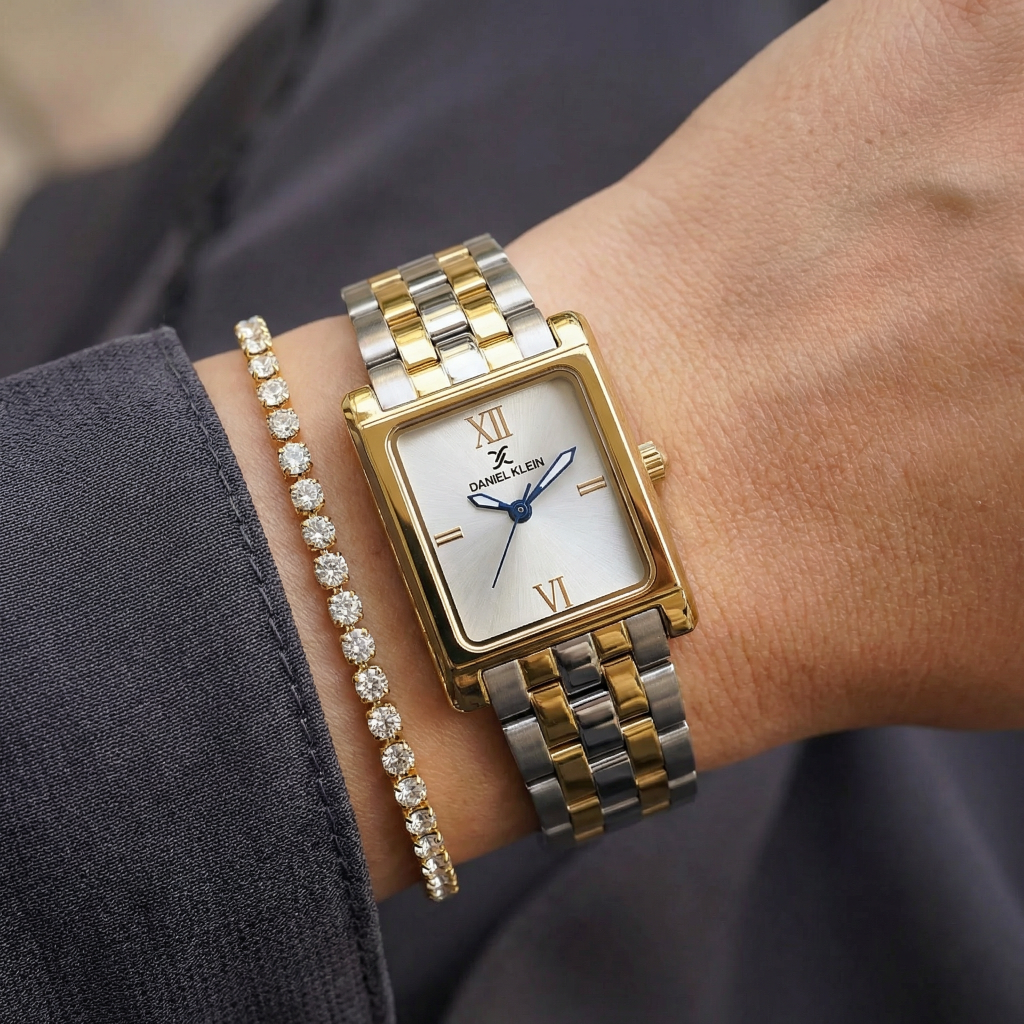 Daniel Klein Premium Silver and Gold Stainless Steel Watch for Women DK.1.14111-3