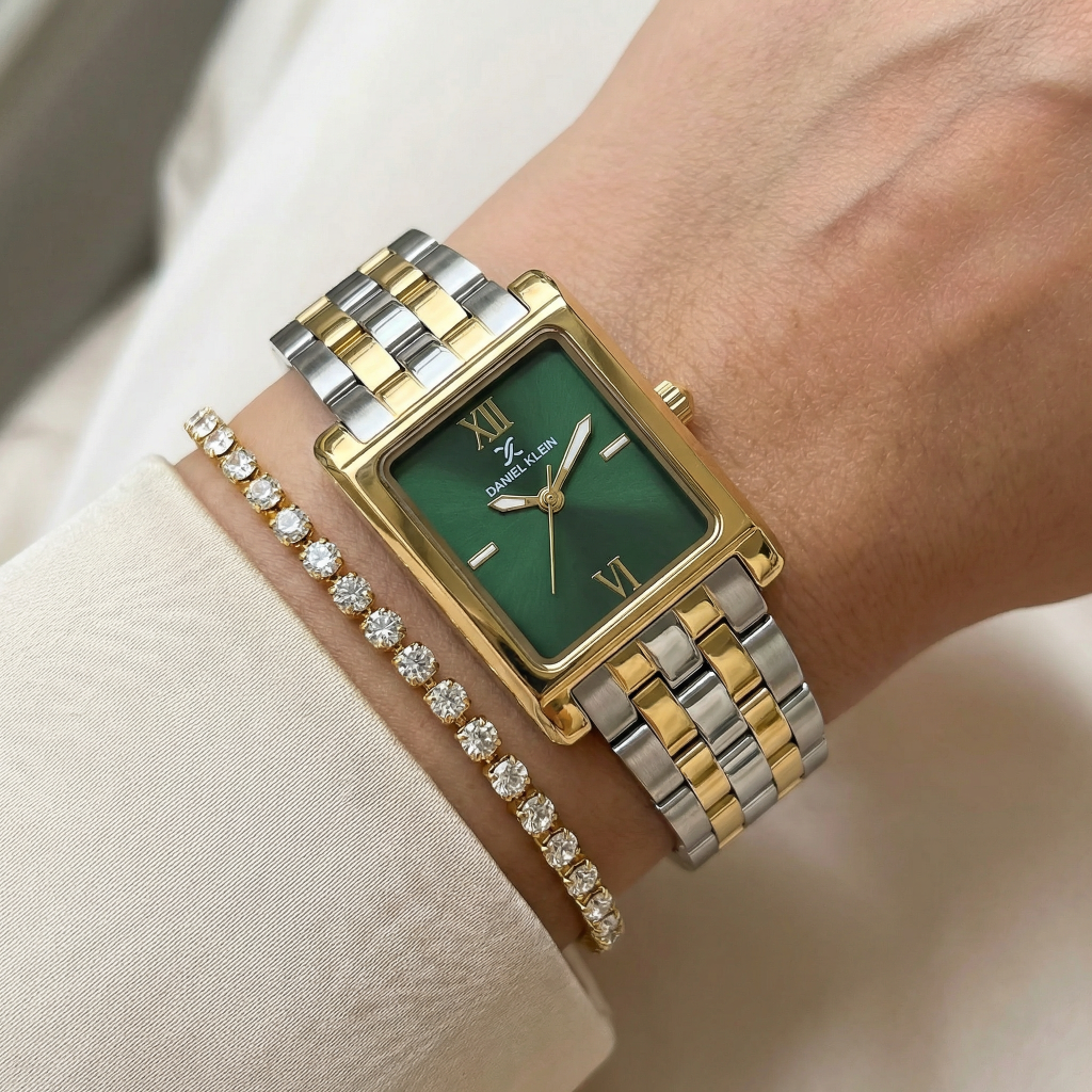 Daniel Klein Premium Silver and Gold Stainless Steel Watch for Women DK.1.14111-4