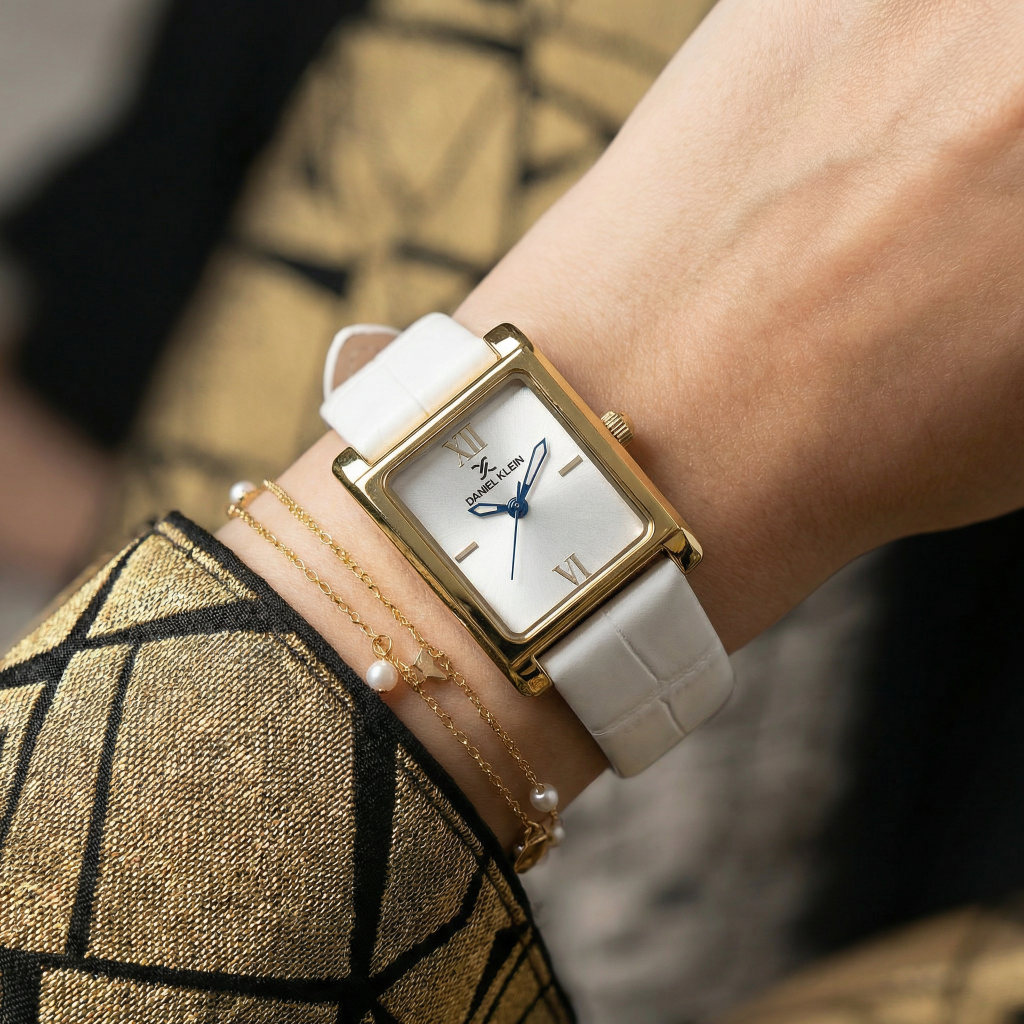 Daniel Klein Premium White Leather Watch for Women DK.1.14112-3