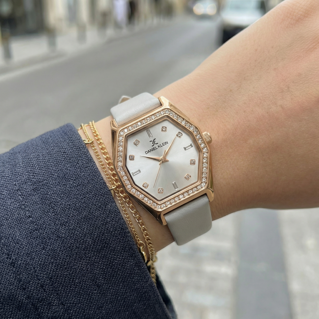 Daniel Klein Premium White Leather Watch for Women DK.1.14114-5