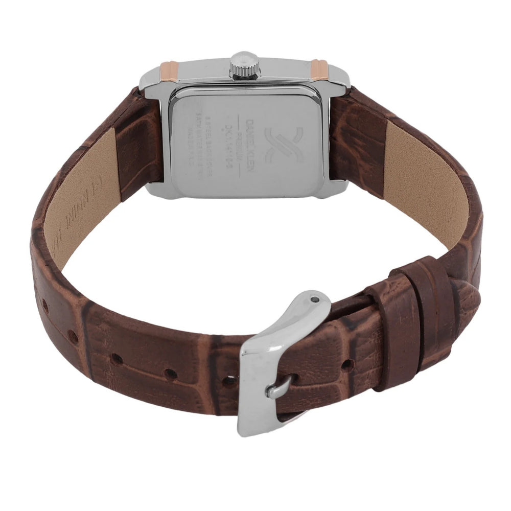 دانيال كلاين ساعة جلدية داكنة حمراء للنساء DK.1.14114-6