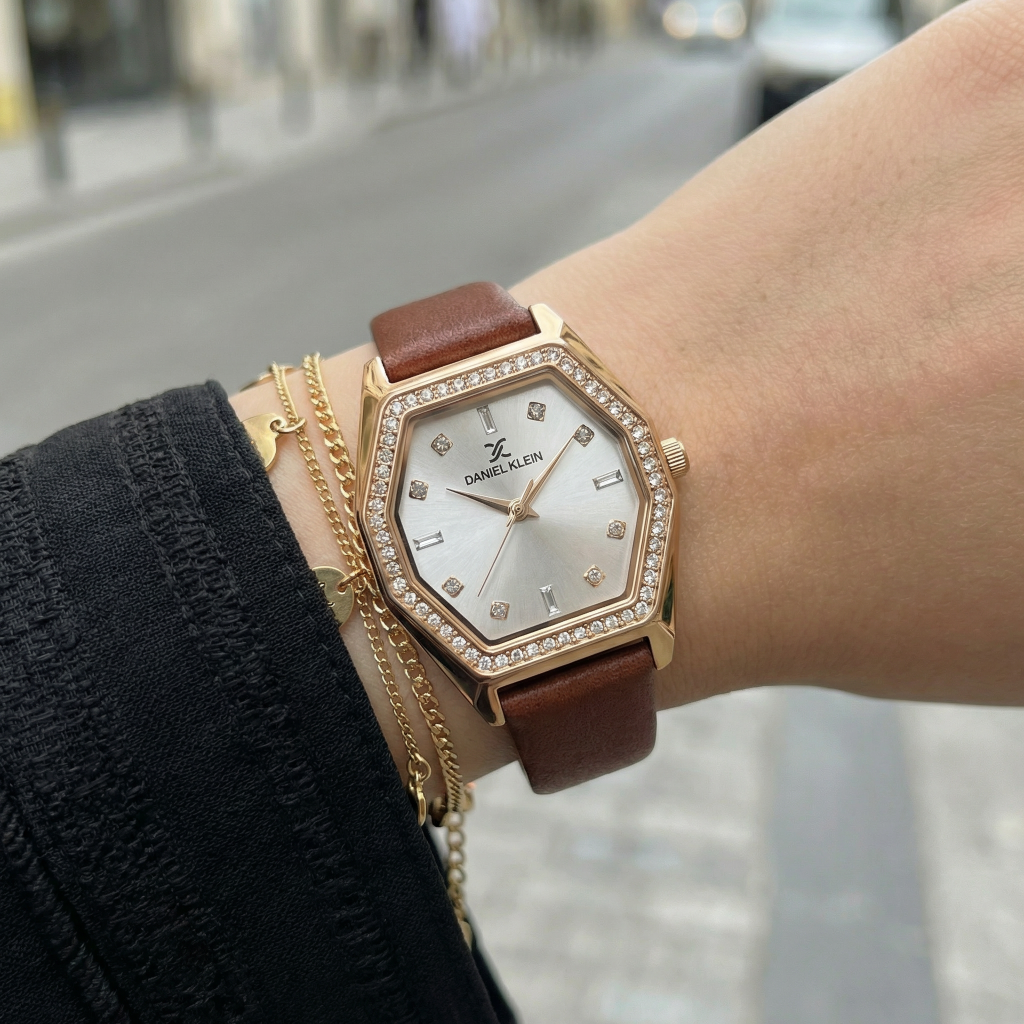 Daniel Klein Premium Dark Red Leather Watch for Women DK.1.14114-6