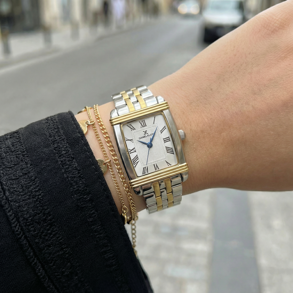 Daniel Klein Premium Silver and Gold Stainless Steel Watch for Women DK.1.14115-3
