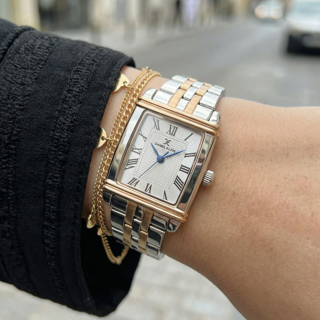 Daniel Klein Premium Silver and Rose Gold Stainless Steel Watch for Women DK.1.14115-6