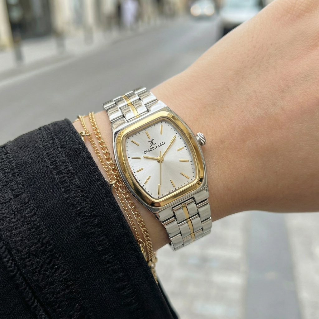 Daniel Klein Premium Silver and Gold Stainless Steel Watch for Women DK.1.14117-4