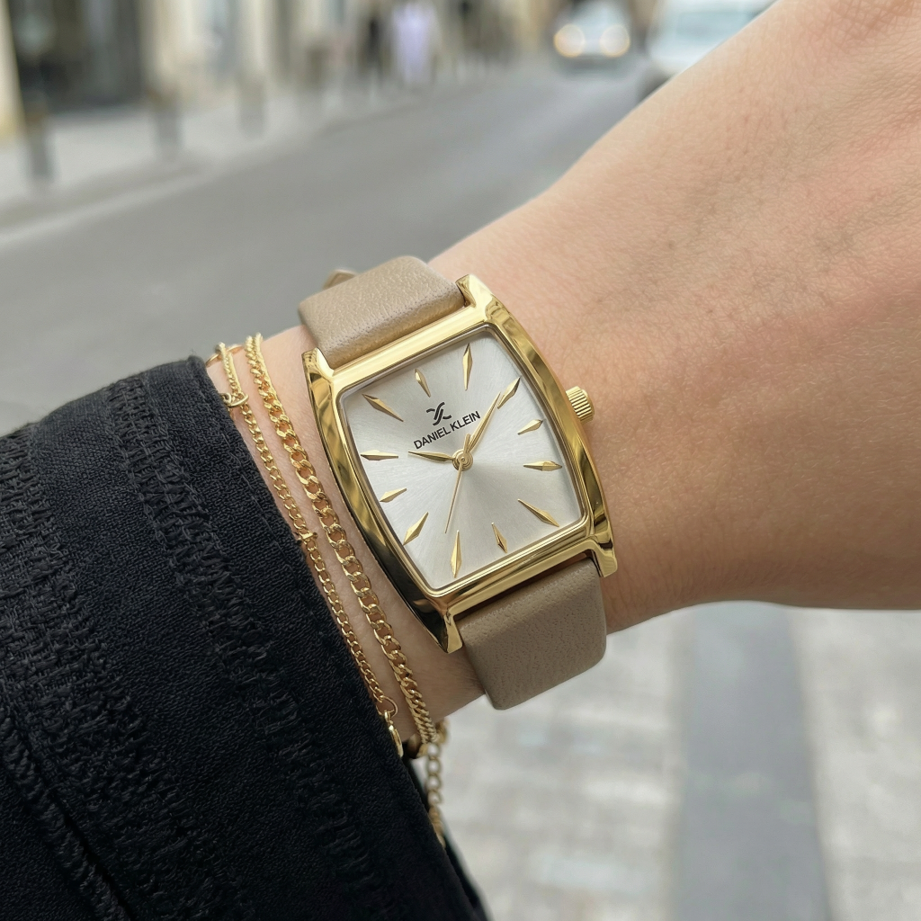 Daniel Klein Premium Beige Leather Watch for Women DK.1.14120-4