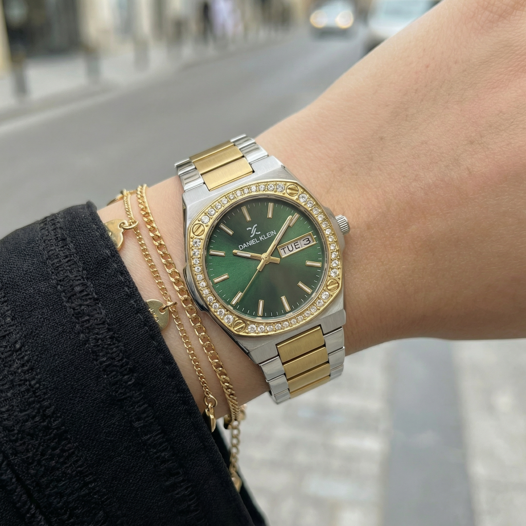 Daniel Klein Premium Silver and Gold Stainless Steel Watch for Women DK.1.14122-4