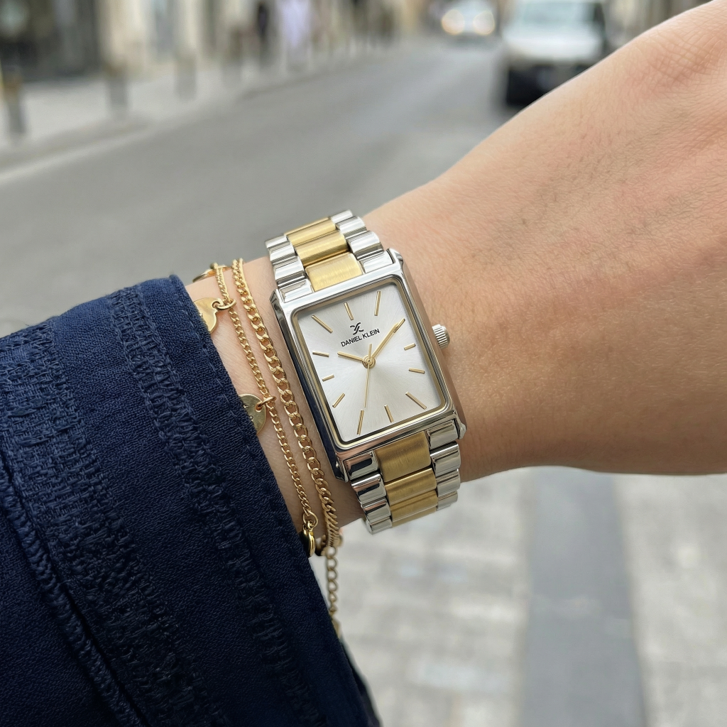 Daniel Klein Premium Silver and Gold Stainless Steel Watch for Women DK.1.14123-4