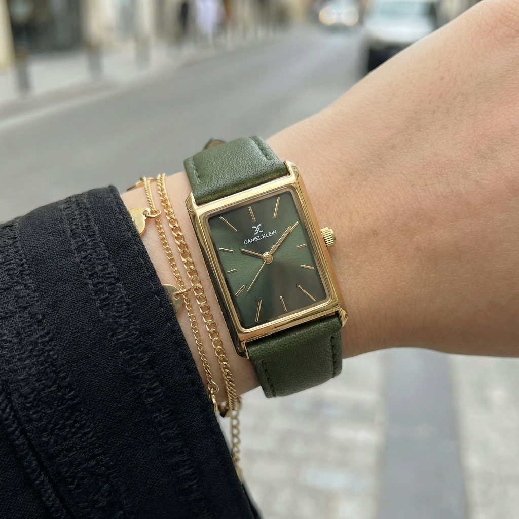 Daniel Klein Premium Green Leather Watch for Women DK.1.14124-3