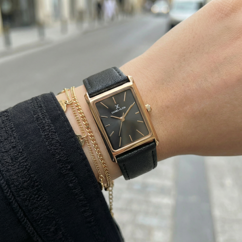Daniel Klein Premium Black Leather Watch for Women DK.1.14124-6