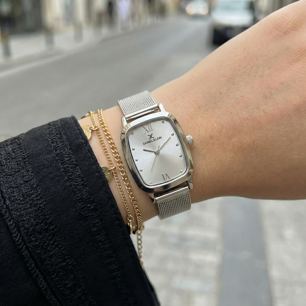 Daniel Klein Premium Silver Mesh Band Watch for Women DK.1.14125-1