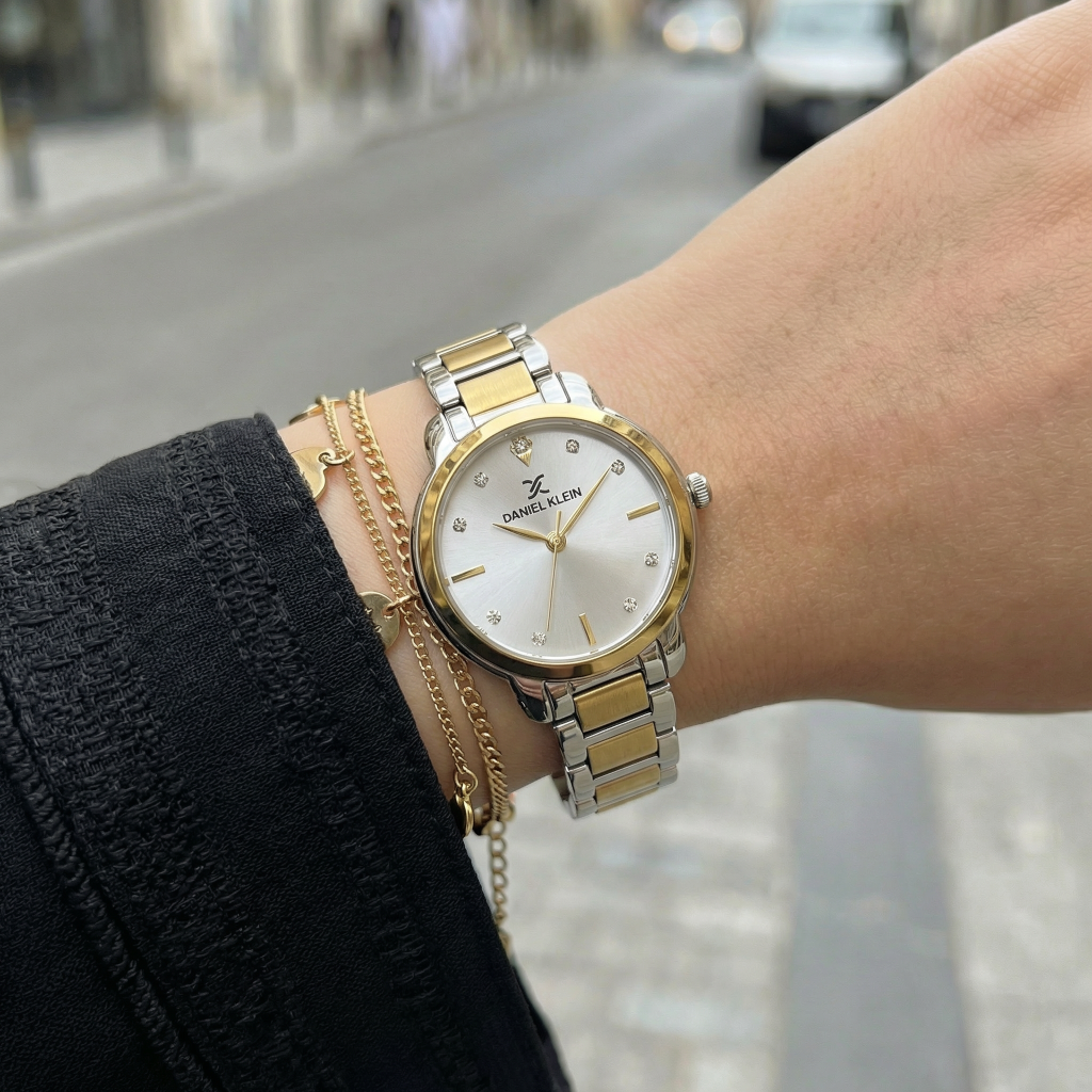 Daniel Klein Premium Silver and Gold Stainless Steel Watch for Women DK.1.14126-4