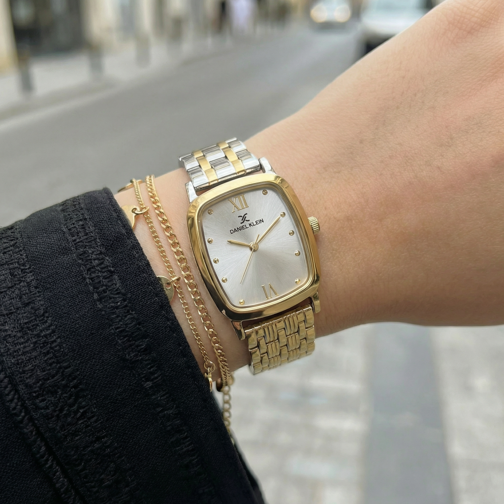 Daniel Klein Premium Silver and Gold Stainless Steel Watch for Women DK.1.14127-4