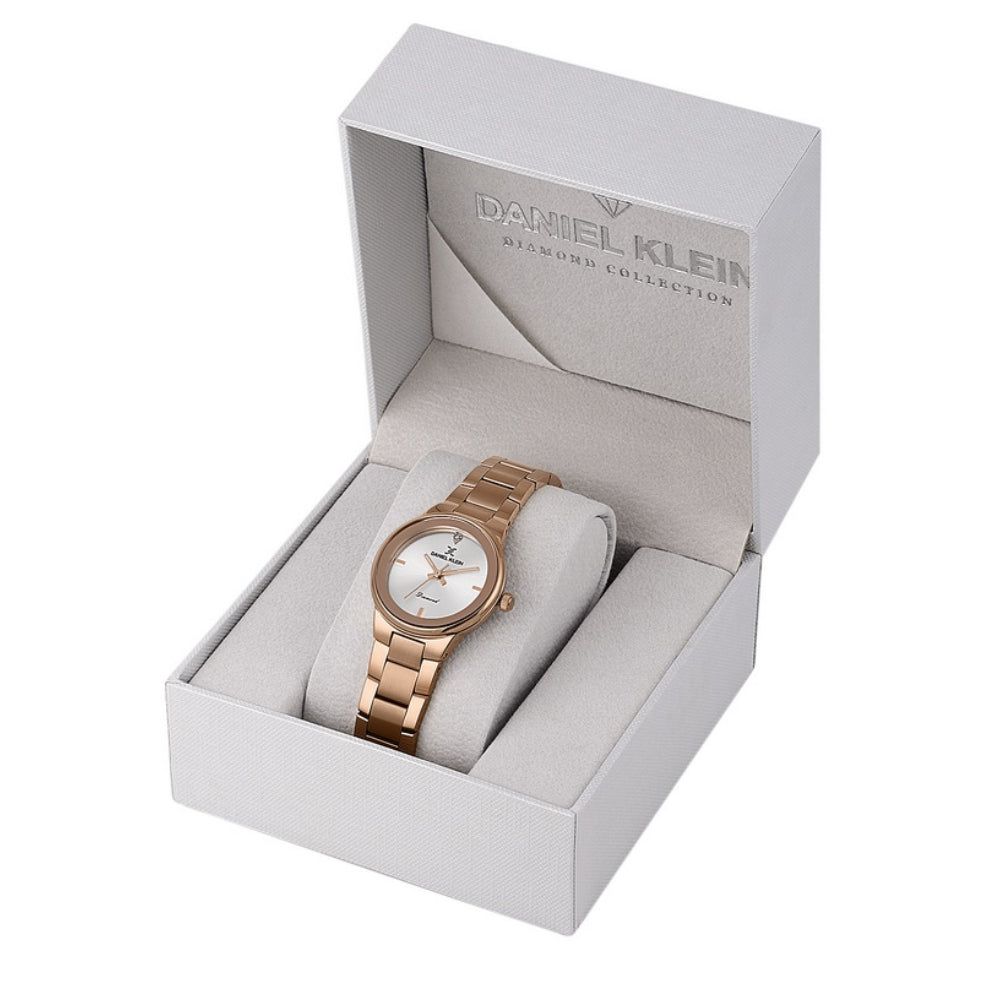Daniel Klein Diamond Rose Gold Stainless Steel Watch for Women DK.1.14136-5