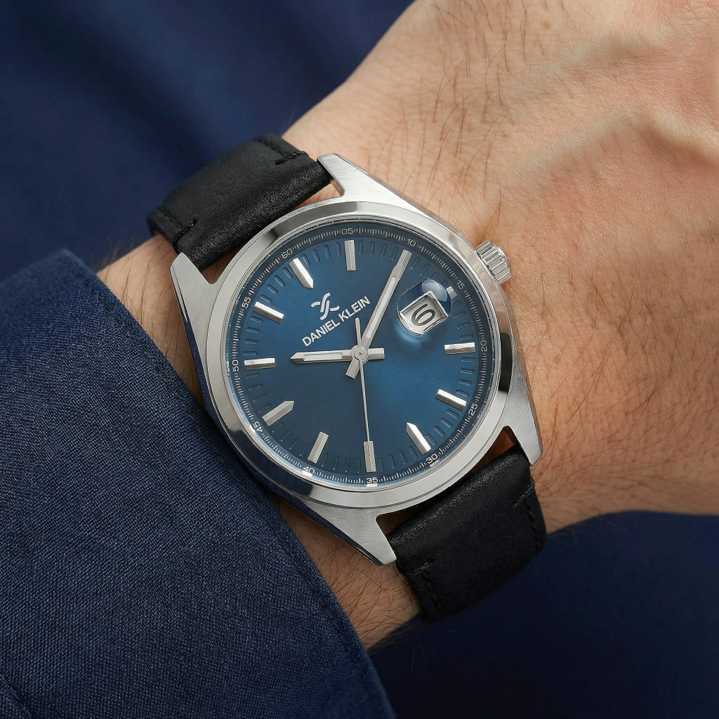 Daniel Klein Premium Black Leather Watch for Men DK.1.14138-4