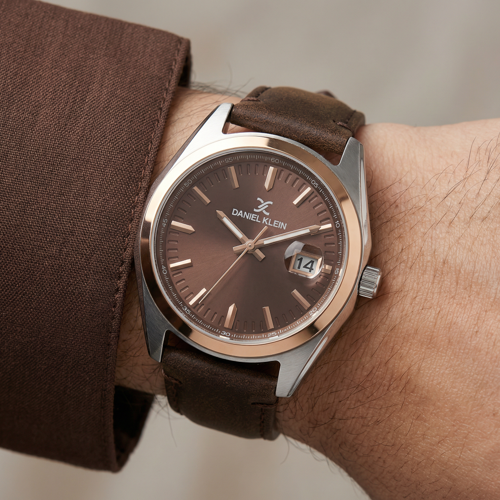 Daniel Klein Premium Dark Brown Leather Watch for Men DK.1.14138-5