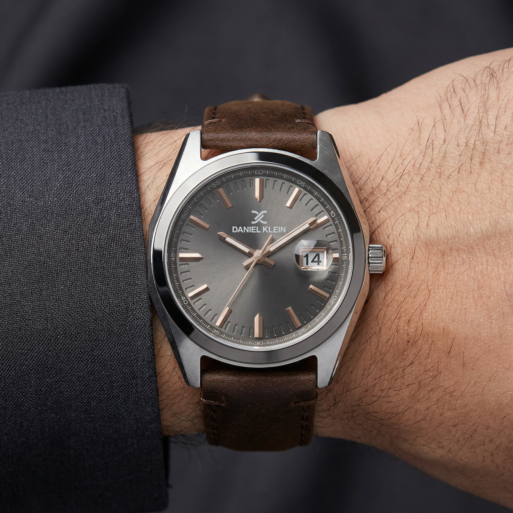 Daniel Klein Premium Dark Brown Leather Watch for Men DK.1.14138-6