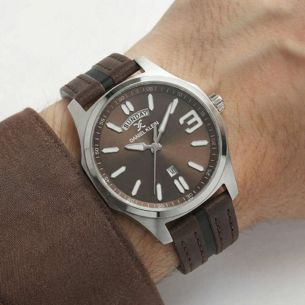 Daniel Klein Premium Dark Brown Leather Watch for Men DK.1.14141-3