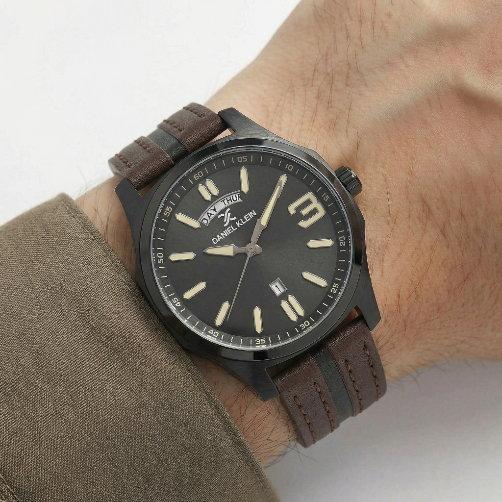 Daniel Klein Premium Dark Brown Leather Watch for Men DK.1.14141-6