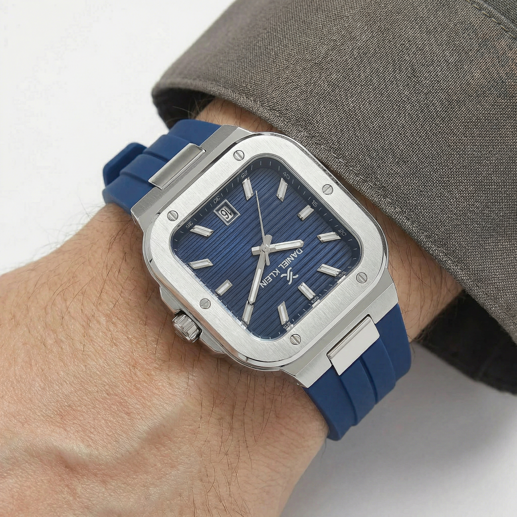 Daniel Klein Premium Dark Blue Silicone Band Watch for Men DK.1.14143-3