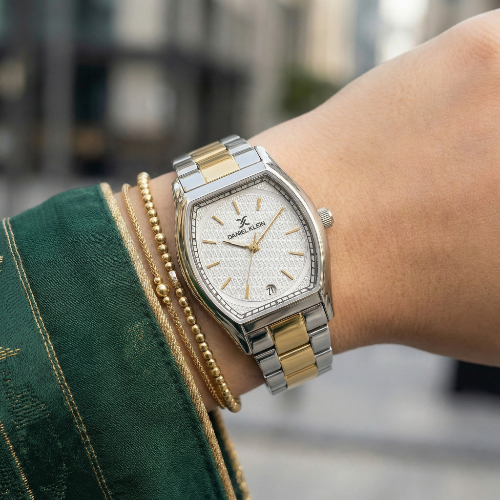 Daniel Klein Premium Silver and Gold Stainless Steel Watch for Women DK.1.14151-3