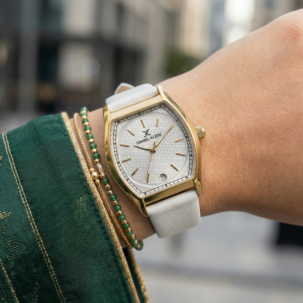 Daniel Klein Premium White Leather Watch for Women DK.1.14152-3