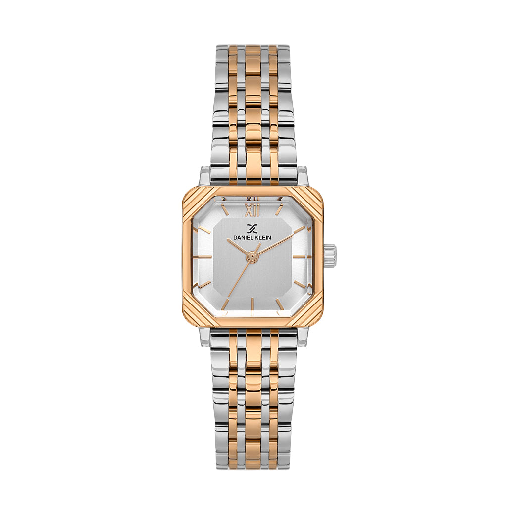 Daniel Klein Premium Silver and Rose Gold Stainless Steel Watch for Women DK.1.14153-6