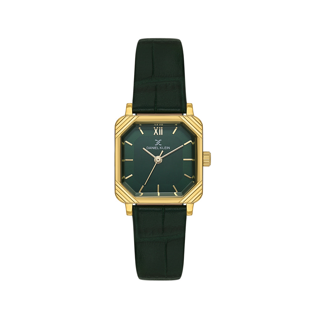 Daniel Klein Premium Dark Green Leather Watch for Women DK.1.14154-4