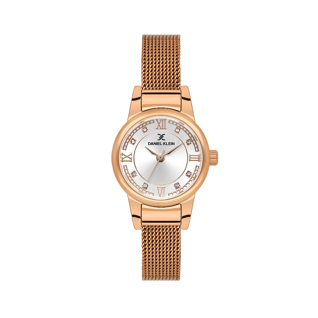 Daniel Klein Premium Rose Gold Mesh Band Watch for Women DK.1.14155-6