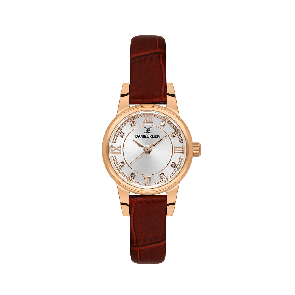 Daniel Klein Premium Dark Red Leather Watch for Women DK.1.14156-6