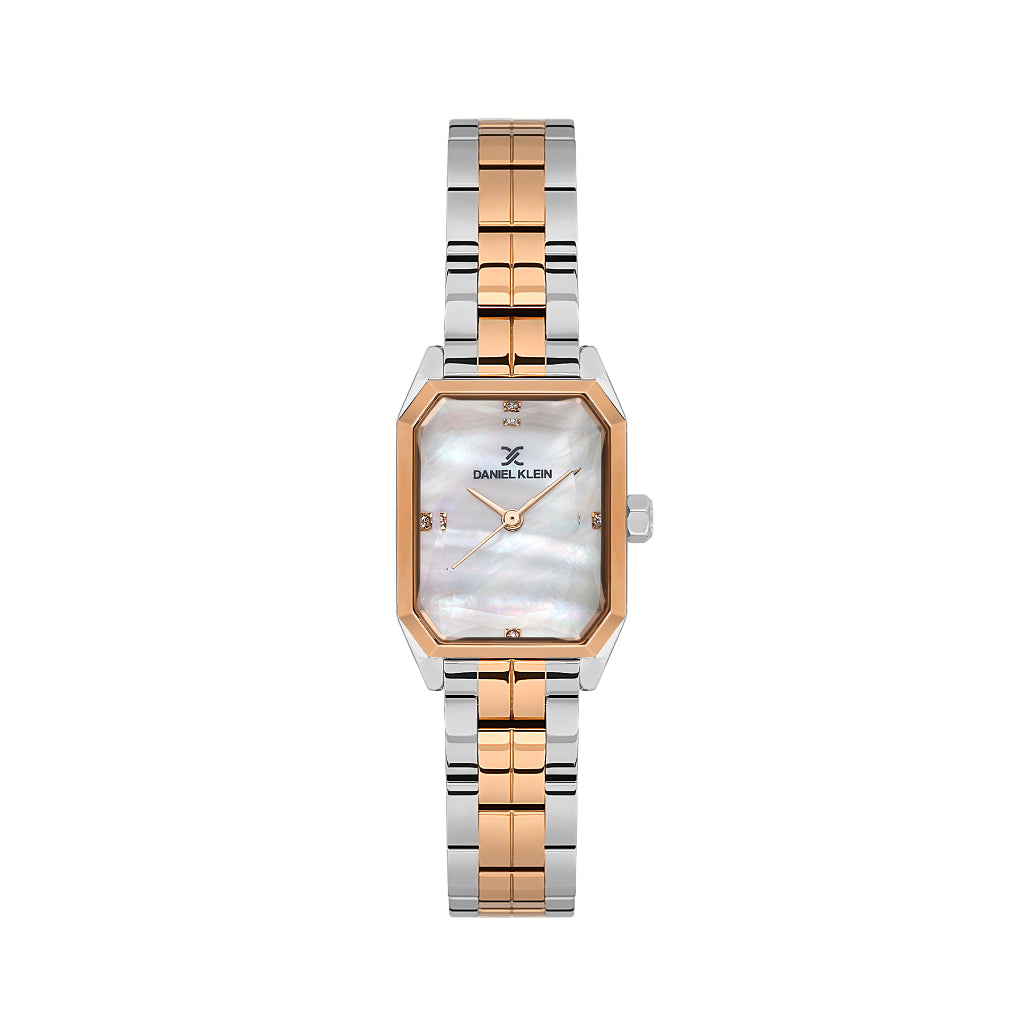 Daniel Klein Premium Silver and Rose Gold Stainless Steel Watch for Women DK.1.14157-6