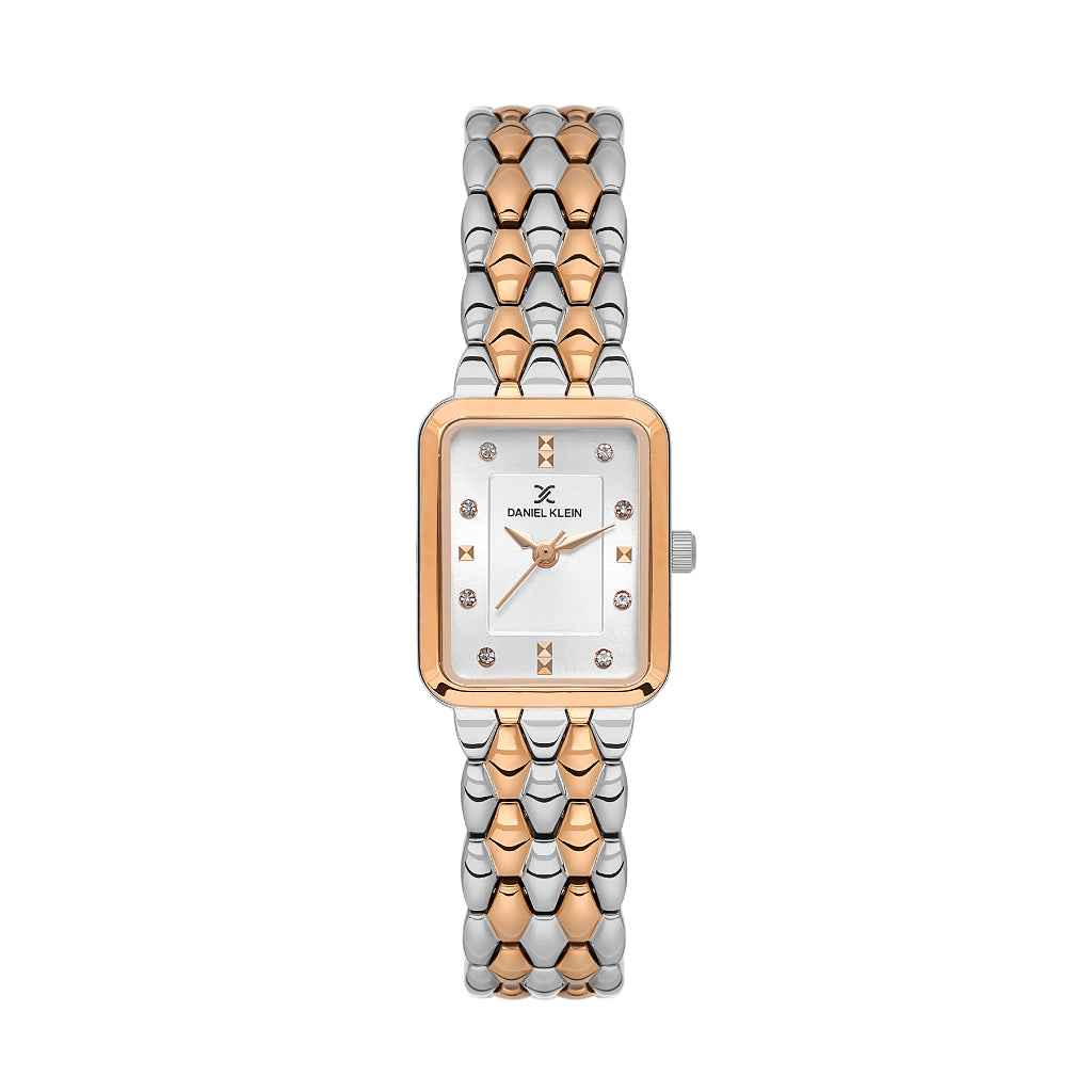 Daniel Klein Premium Silver and Rose Gold Stainless Steel Watch for Women DK.1.14158-6