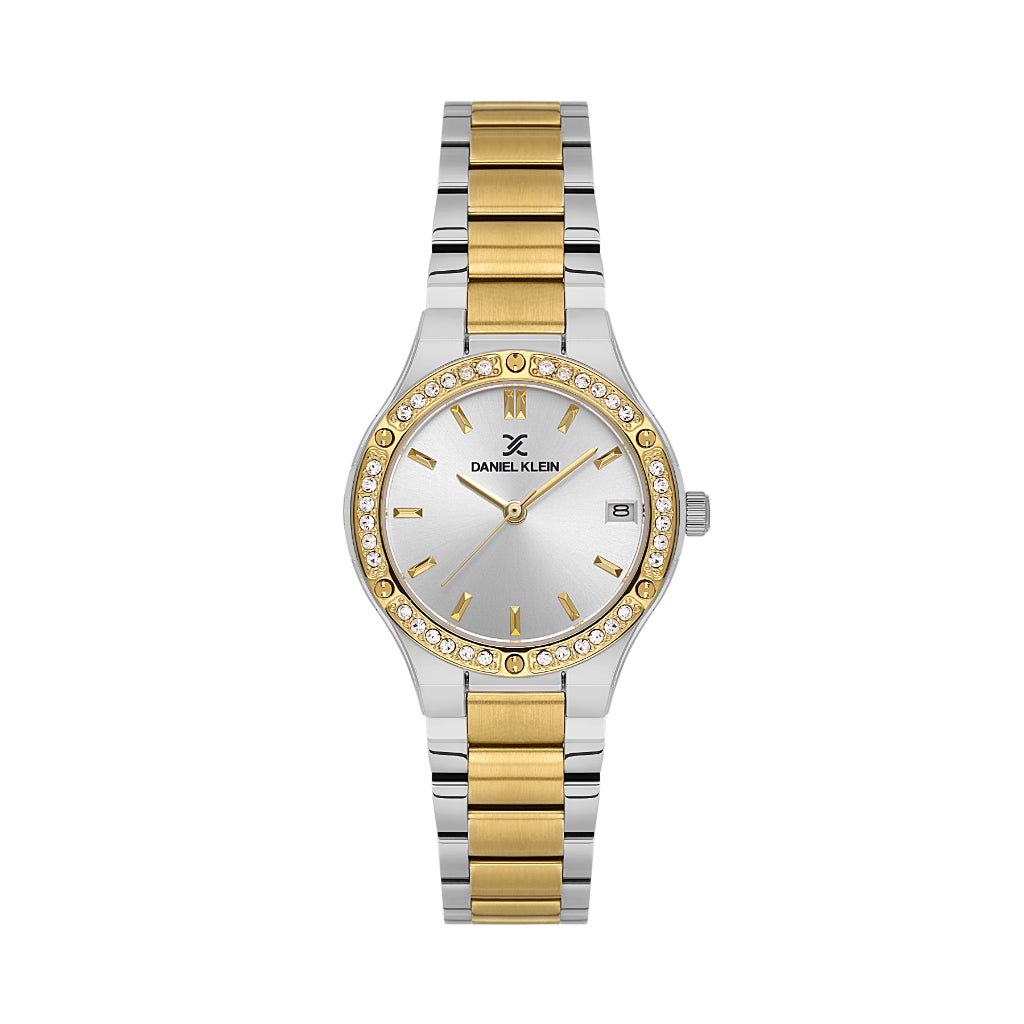 Daniel Klein Premium Silver and Gold Stainless Steel Watch for Women DK.1.14160-4