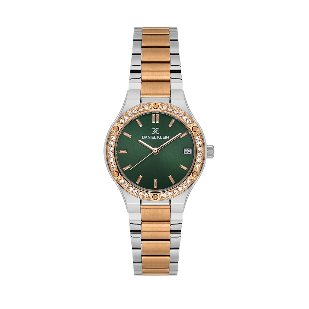 Daniel Klein Premium Silver and Rose Gold Stainless Steel Watch for Women DK.1.14160-6