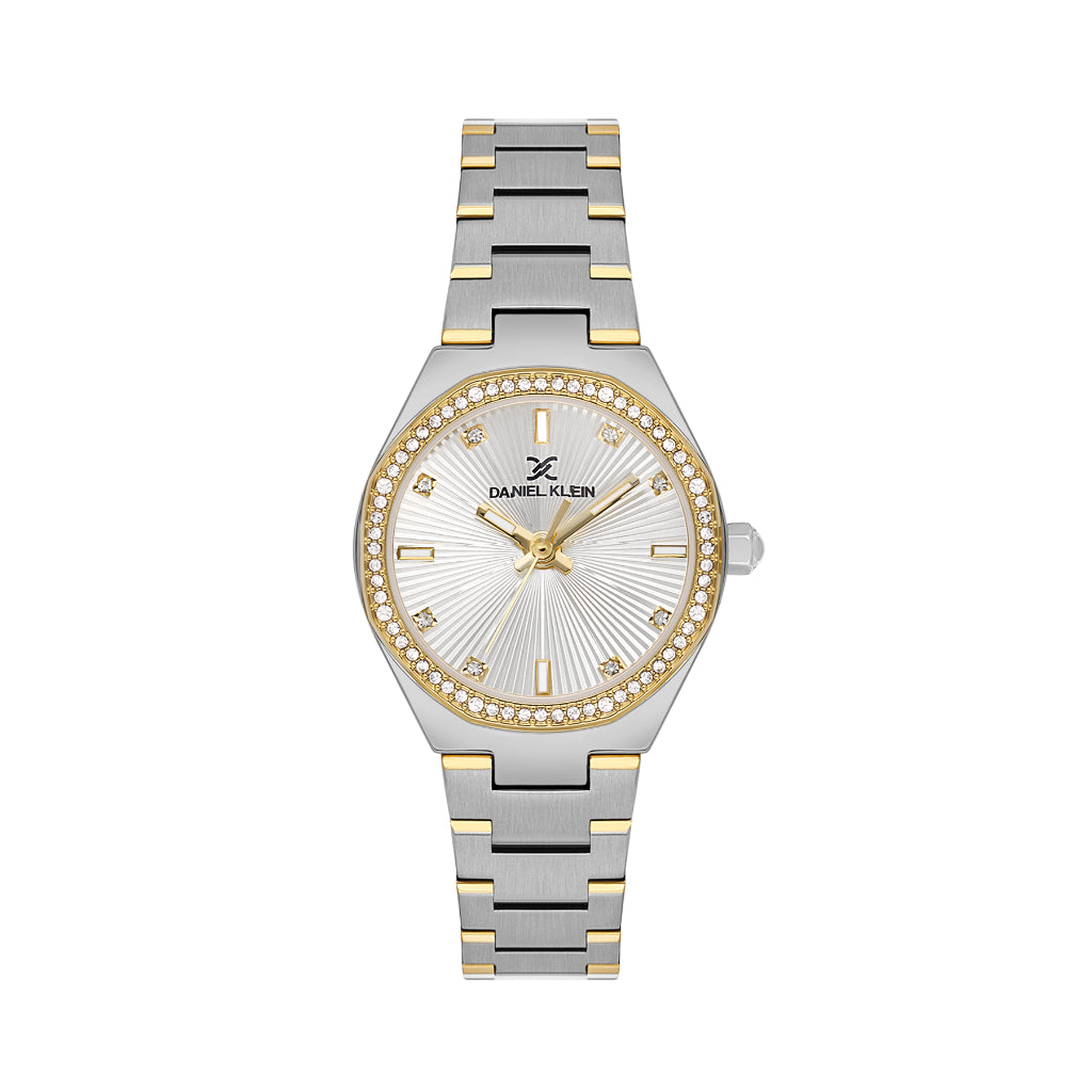 Daniel Klein Premium Silver and Gold Stainless Steel Watch for Women DK.1.14162-5