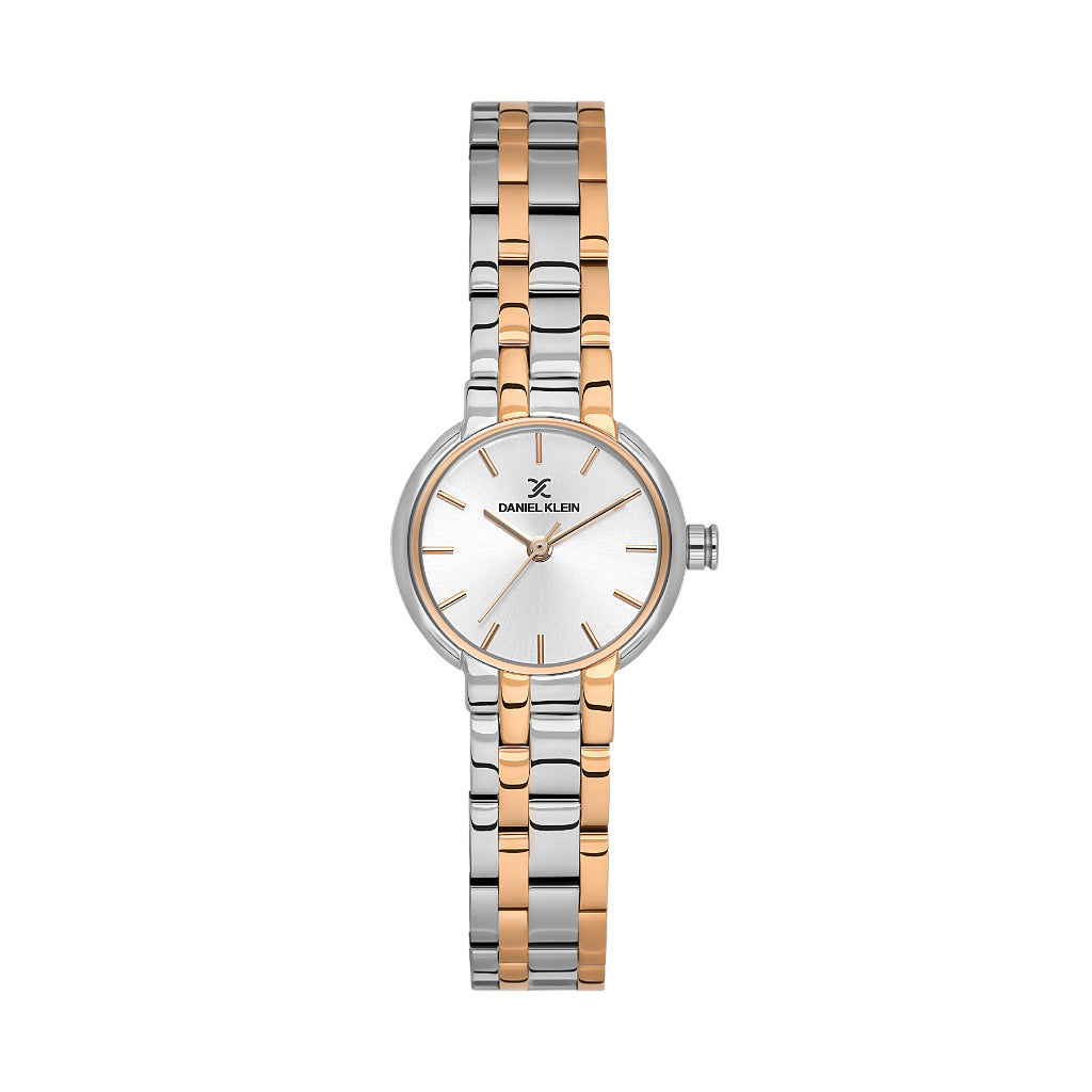 Daniel Klein Premium Silver and Rose Gold Stainless Steel Watch for Women DK.1.14163-6
