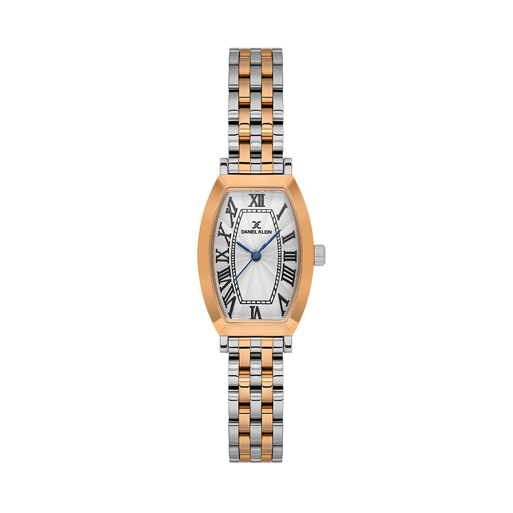 Daniel Klein Premium Silver and Rose Gold Stainless Steel Watch for Women DK.1.14165-6
