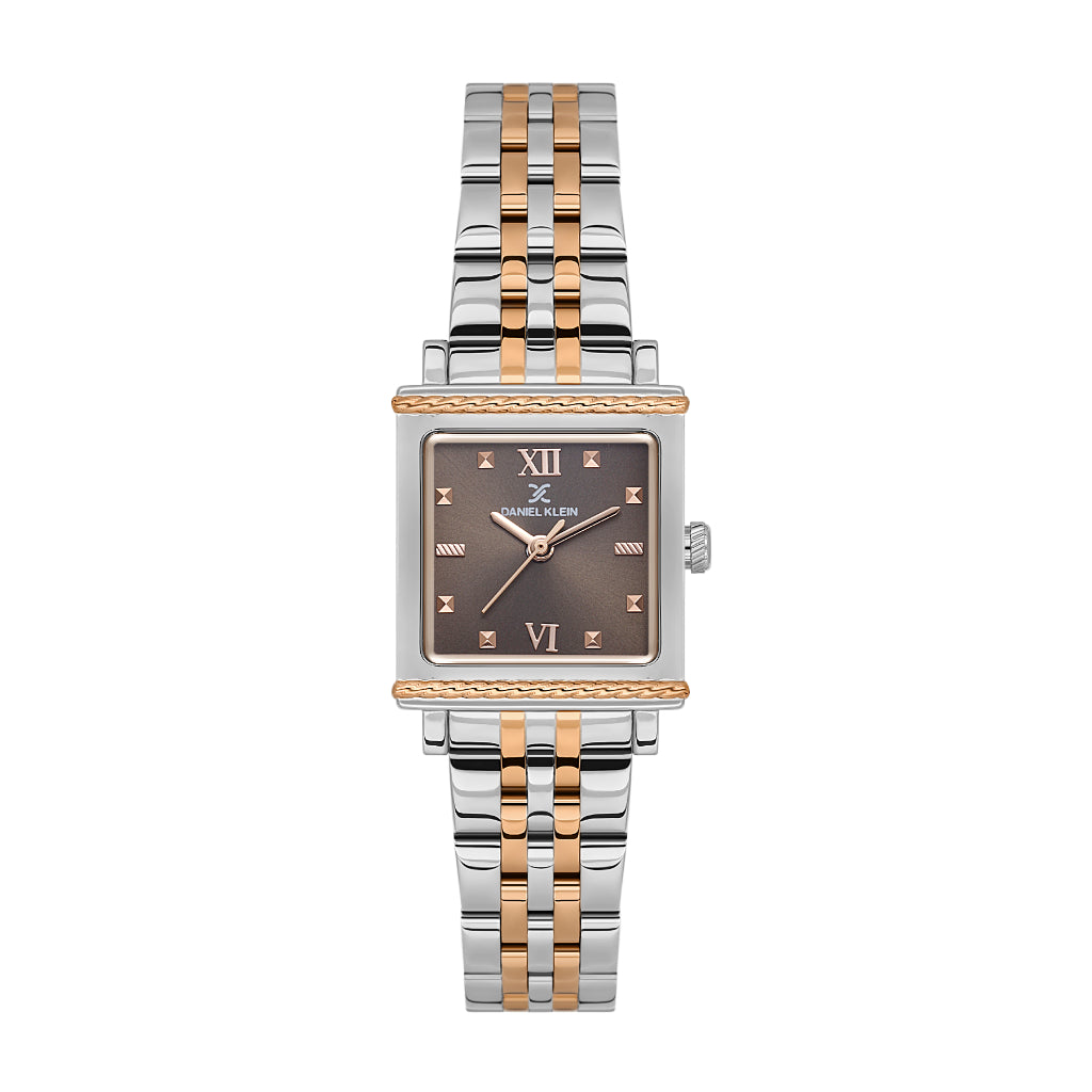 Daniel Klein Premium Silver and Rose Gold Stainless Steel Watch for Women DK.1.14168-6