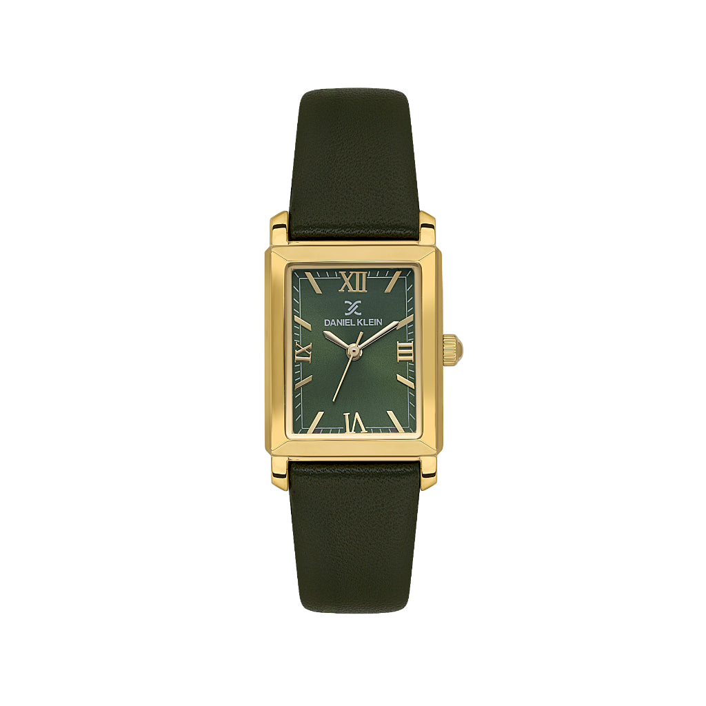 Daniel Klein Premium Dark Green Leather Watch for Women DK.1.14169-3