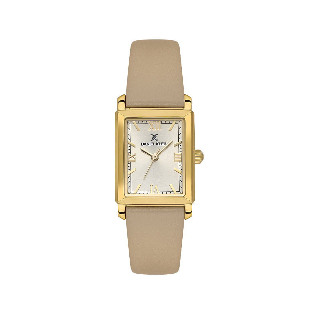 Daniel Klein Premium Beige Leather Watch for Women DK.1.14169-5