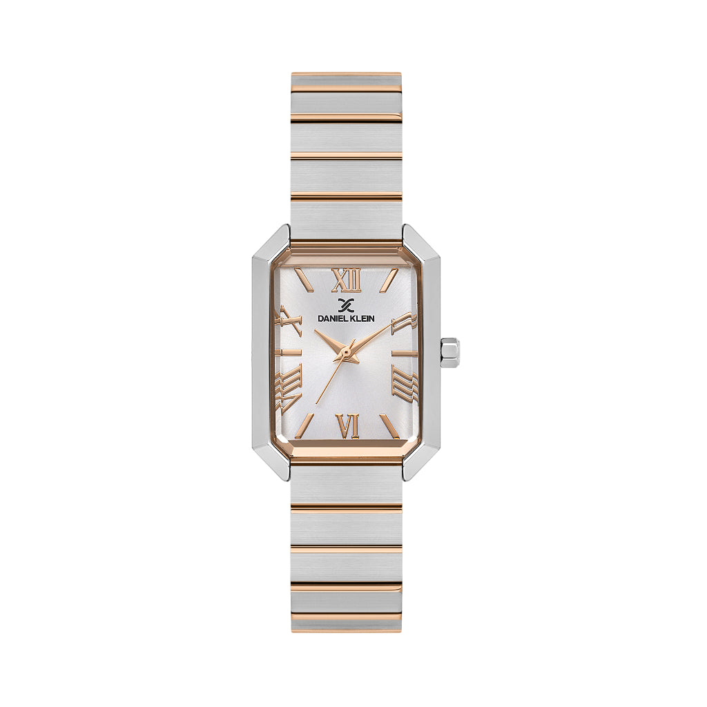Daniel Klein Premium Silver and Rose Gold Stainless Steel Watch for Women DK.1.14172-6