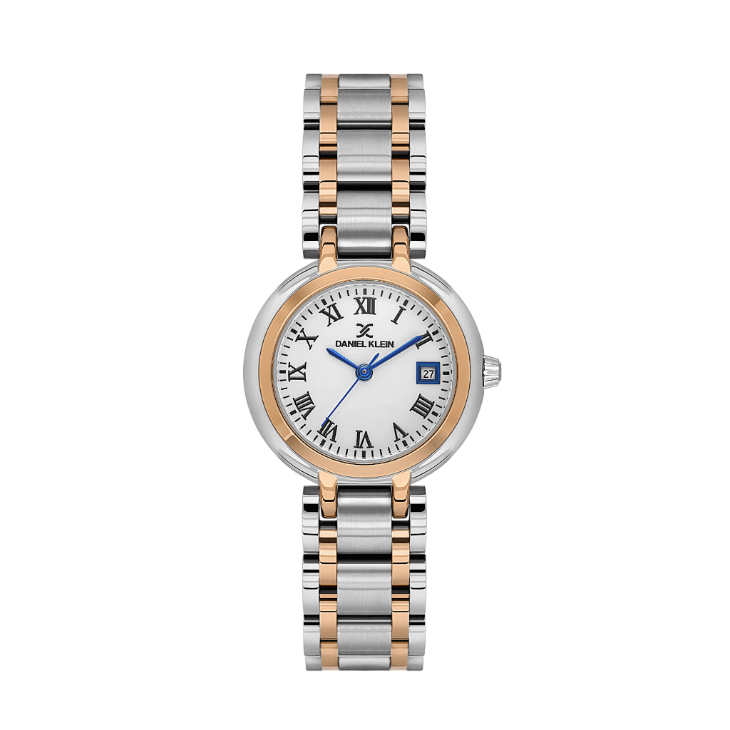 Daniel Klein Premium Silver and Rose Gold Stainless Steel Watch for Women DK.1.14173-5