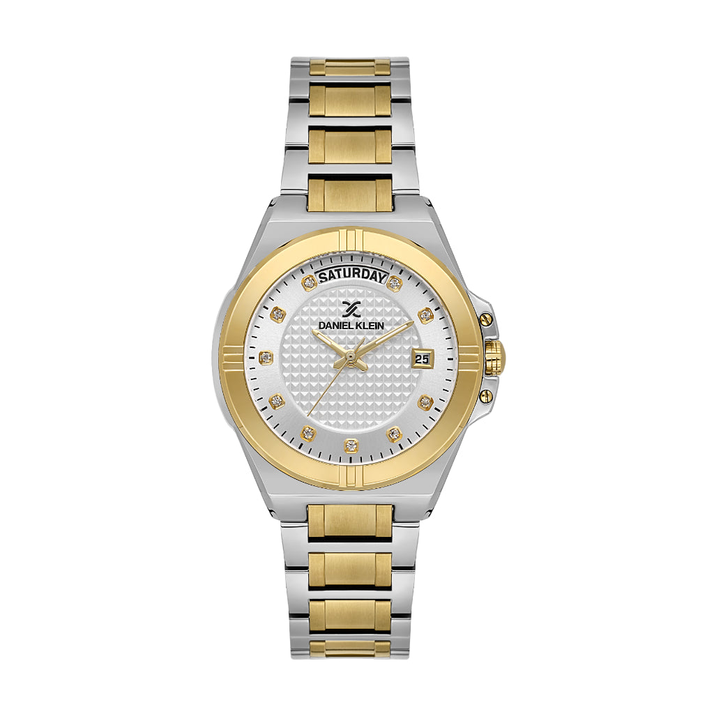 Daniel Klein Premium Silver and Gold Stainless Steel Watch for Women DK.1.14176-3