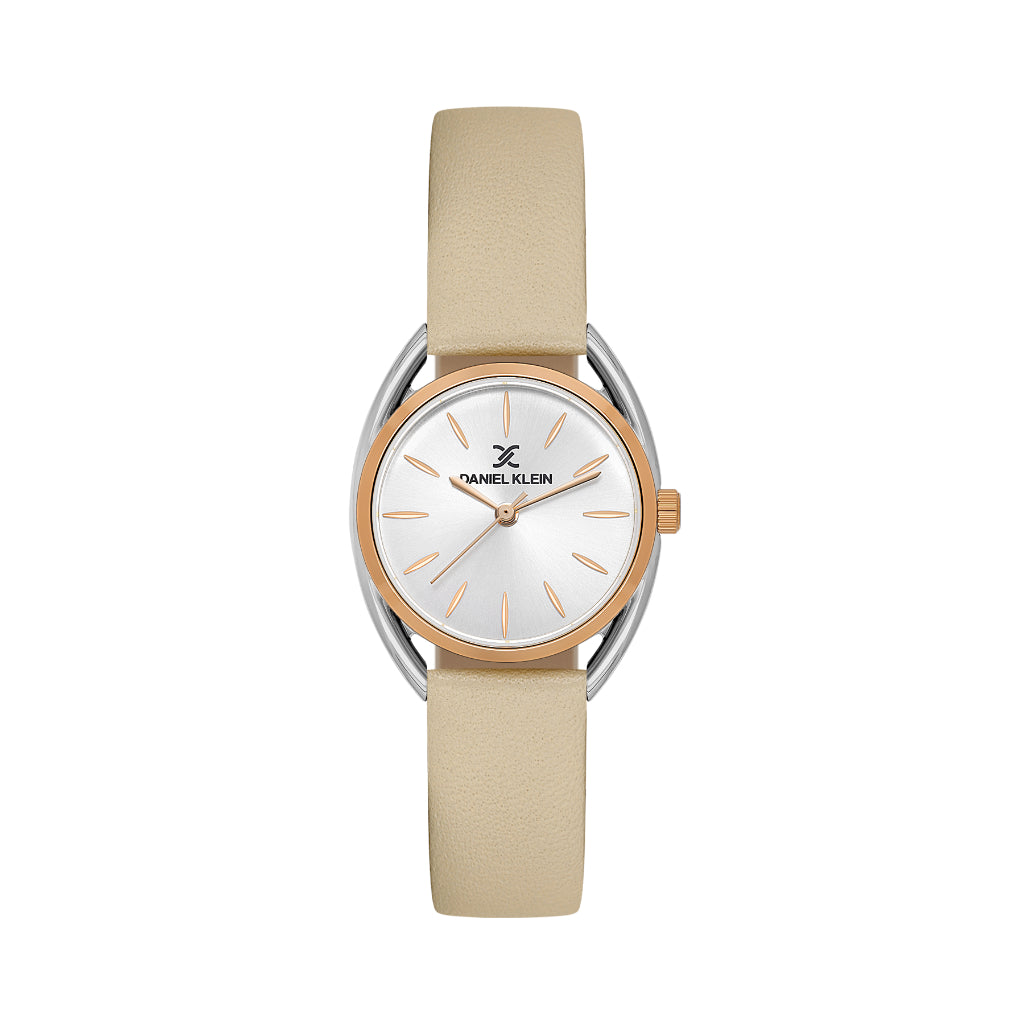Daniel Klein Premium Beige Leather Watch for Women DK.1.14181-4