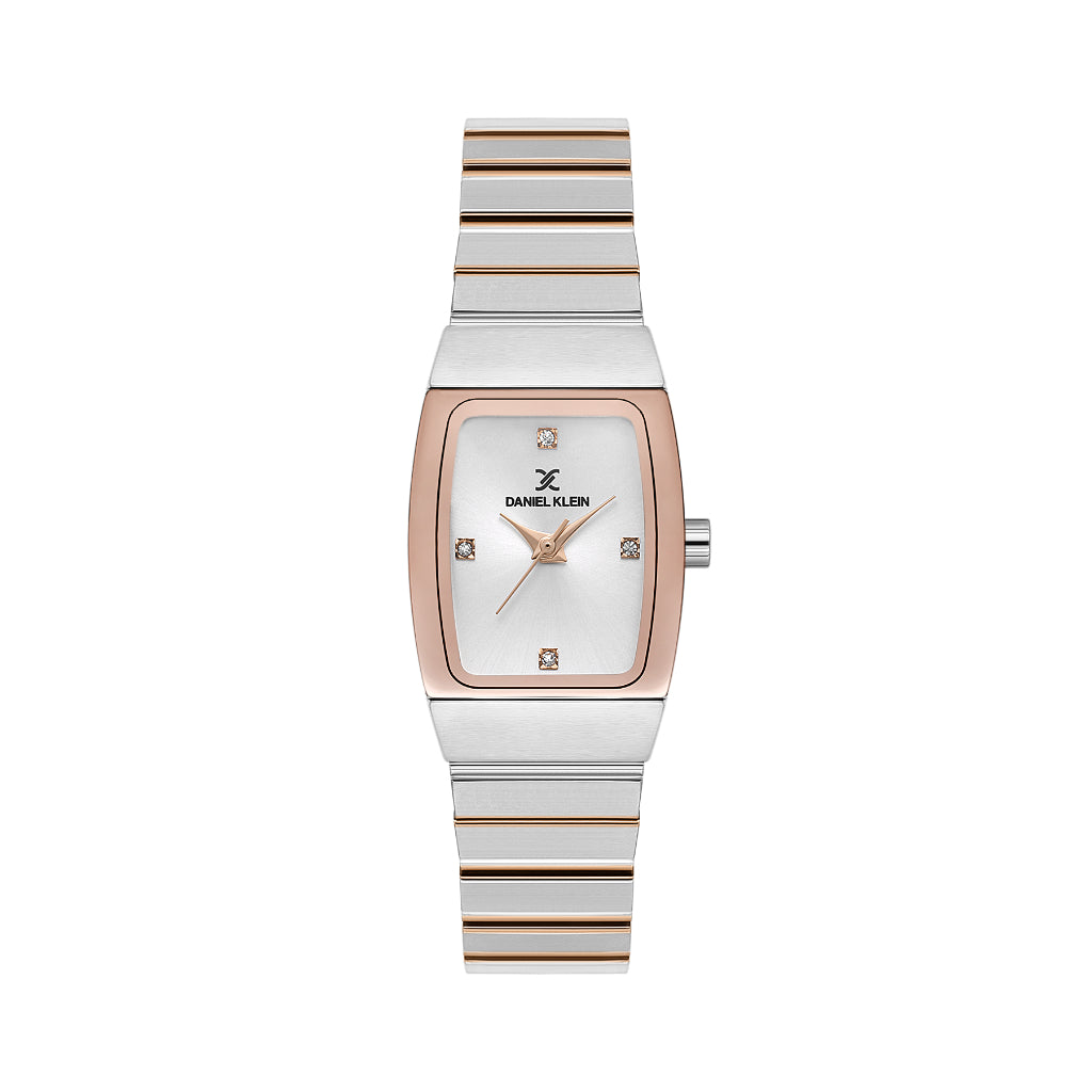 Daniel Klein Premium Silver and Rose Gold Stainless Steel Watch for Women DK.1.14191-6